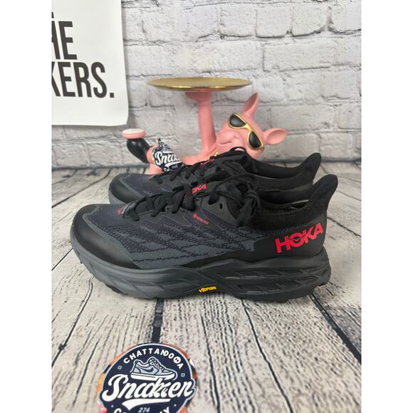 Hoka Speedgoat 5 Gortex Spikes Hiking Trail Winter Running Womens 10.5 Black NEW - Picture 3 of 8